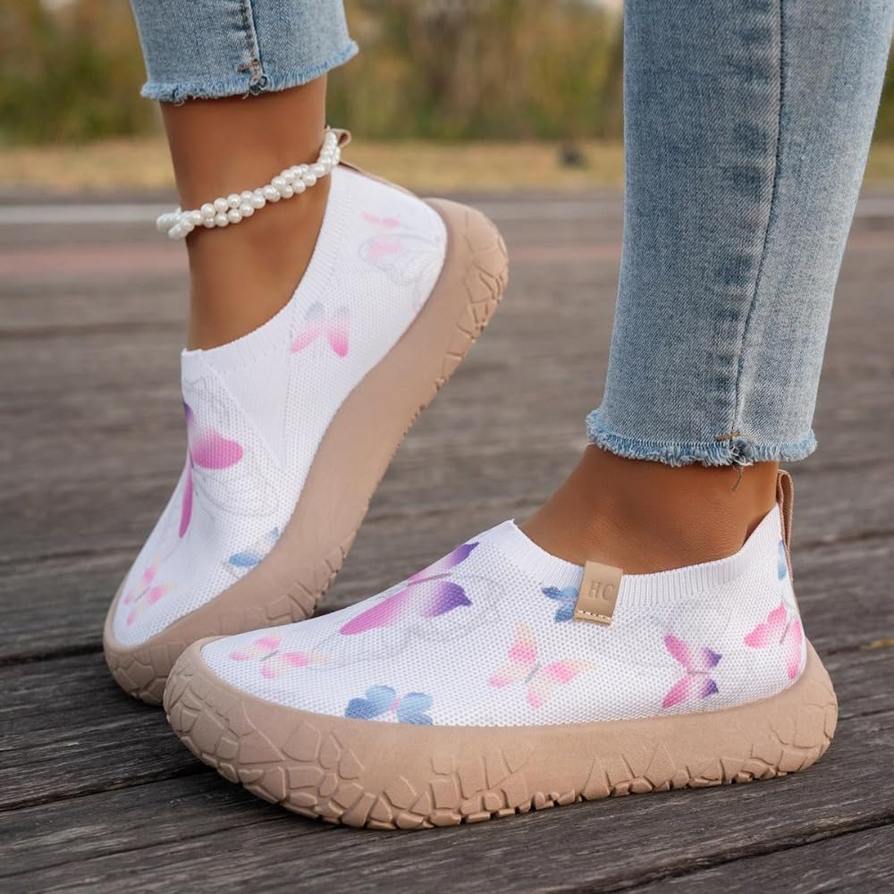 Scarpe da ginnastica da donna con stampa farfalla