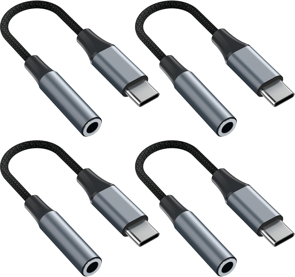YGKSAA 4pcs USB C to 3.5mm Female Headphone Jack Adapter, Upgrade Metal Case, Compatible with Samsung S20+/S21 Ultra, iPhone15 16 17, and More USB C Audio Devices