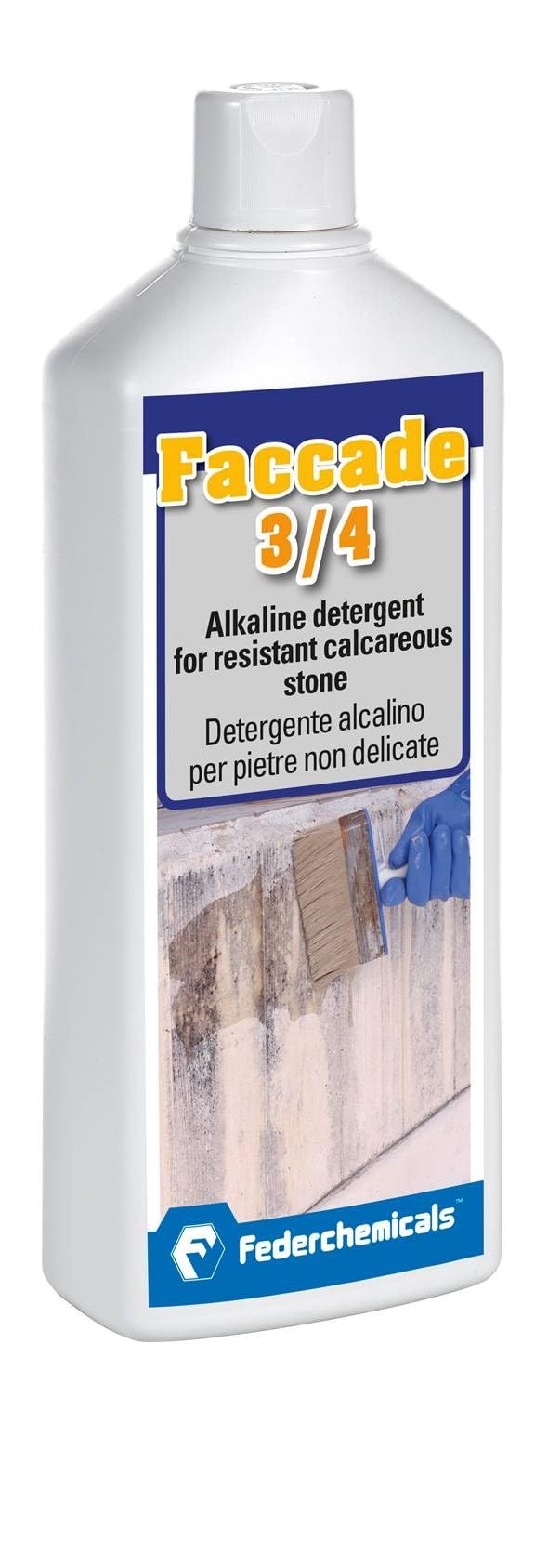 Federchemicals FACCADE ¾ - Limpiador alcalino para piedras no delicadas - Envase de 1 litro