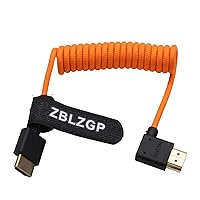 Vista 31 de Cable HDMI en espiral 8K ángulo derecho izquierdo tipo A HDMI 2.1 Cable para cámaras Sony Canon R5 Nikon Blackmagic Pocket Cinema