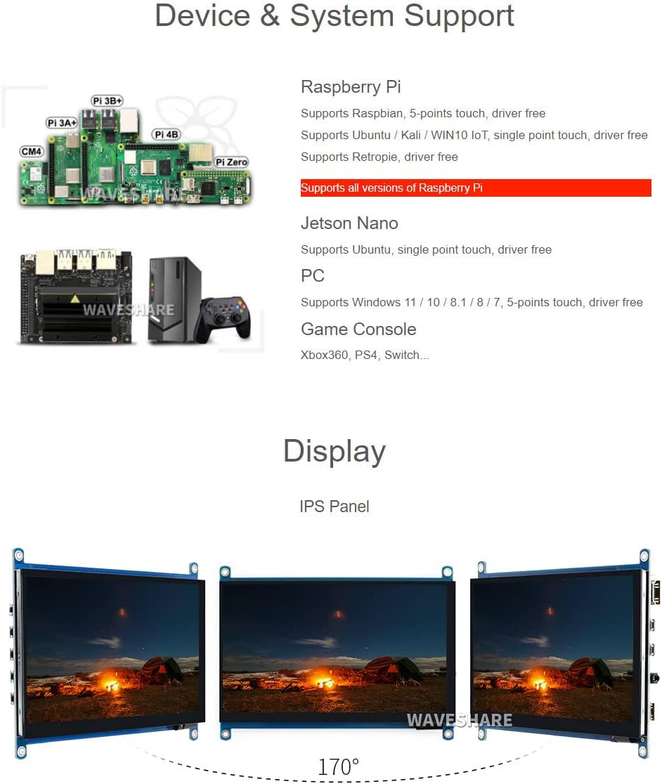 Waveshare 7-inch HDMI LCD Device and System Support