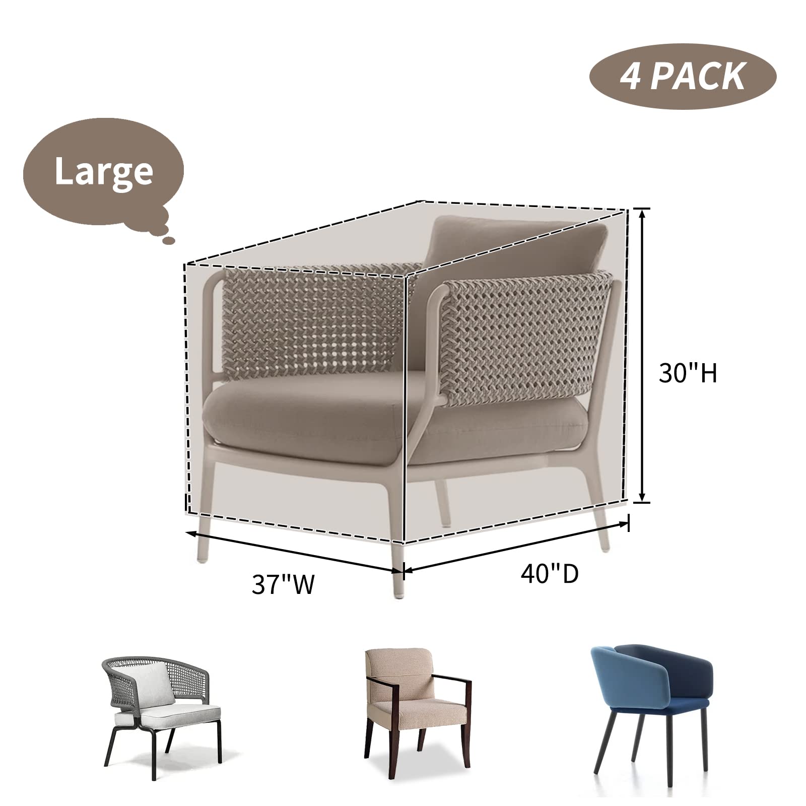 SunPatio 2 Coprisedie Per Esterni Impermeabili - 94x101,6x55,9/81,3 Cm - Antivento, Antistrappo, Protezione UV