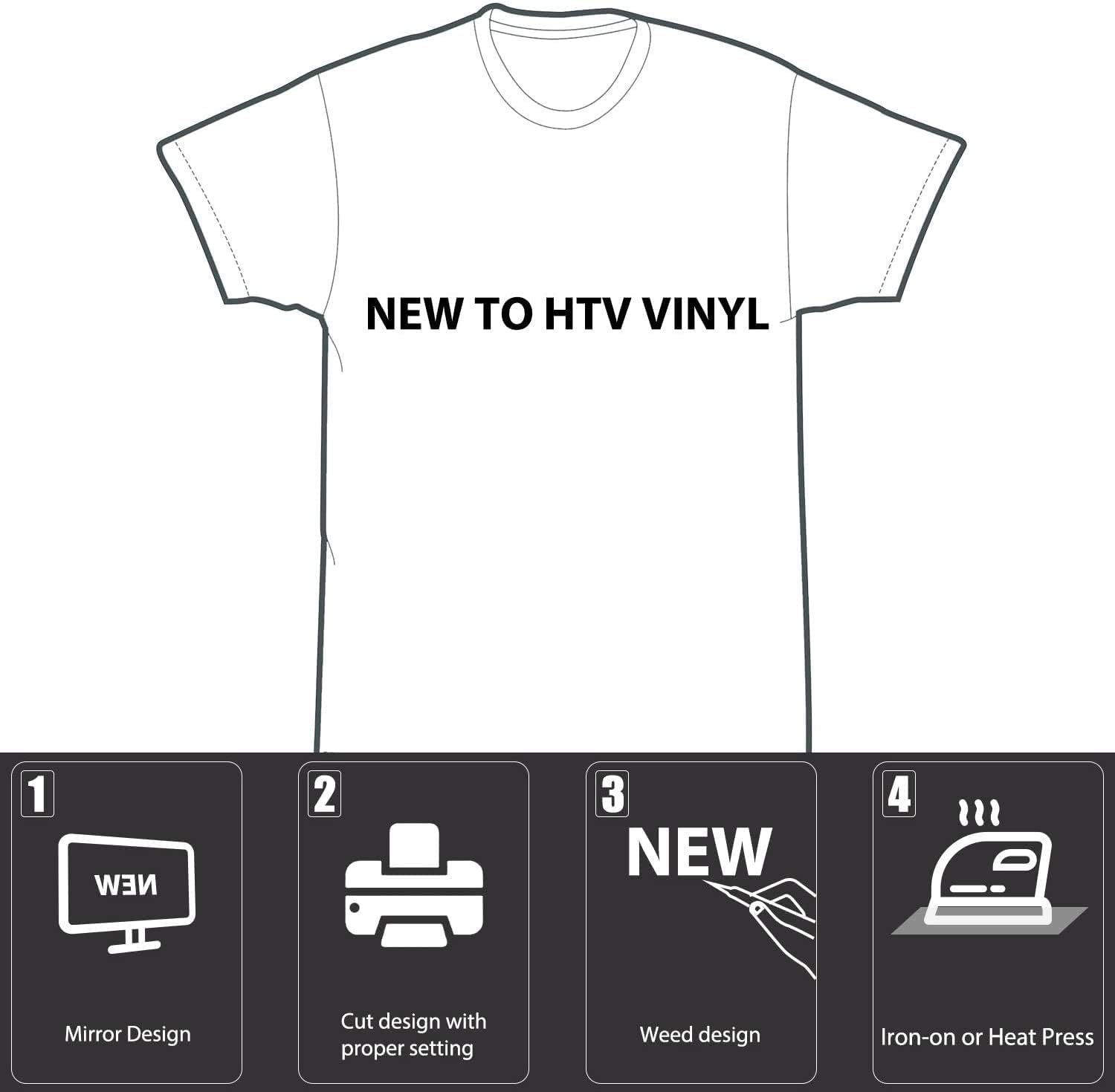 Plotterfolie Textil 30.5×600cm,TransferfolieVinyl Vinylfolie Plotter Bügelfolie zum Bedrucken,Flexfolie Plotter Textil für DIY-T-Shirt & Anderen Stoffen (Weiß+Schwarz, 30.5×600cm)