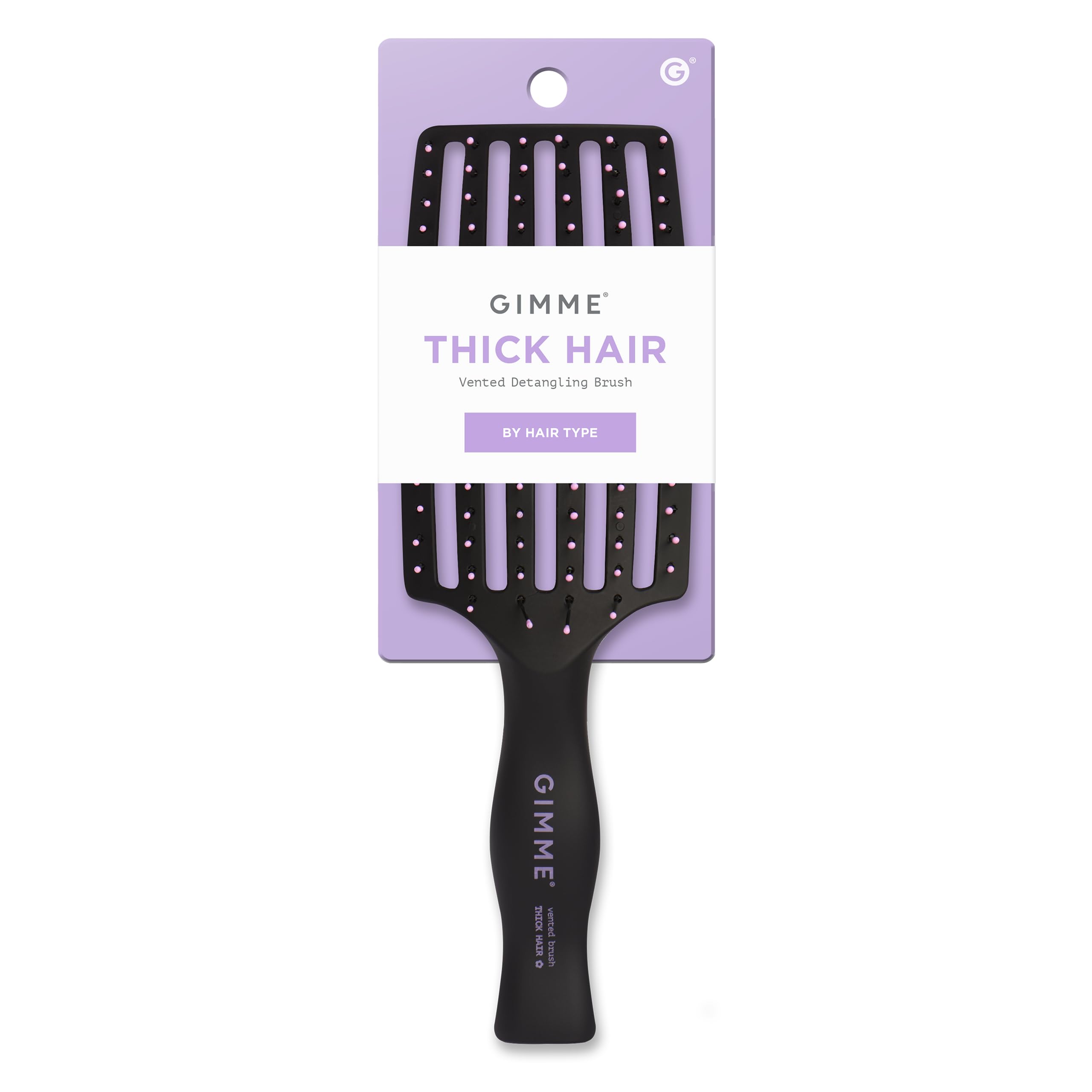 Gimme Beauty Vented Detangling Brush - Quick-Dry, Heat-Resistant Wet Brush for Thick or Thin Locks - Supports Healthy Hair - Flexible Curved Design