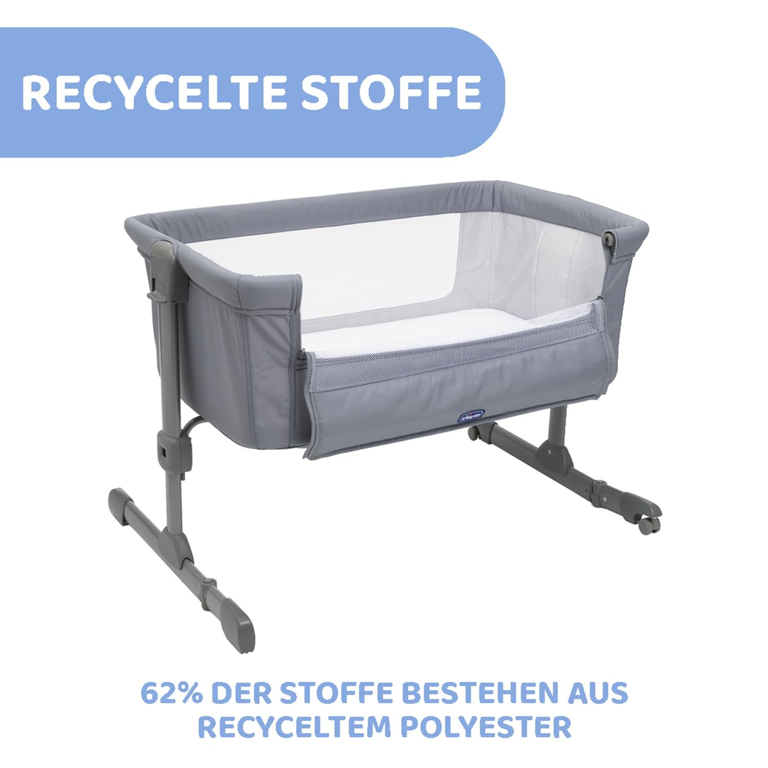 Chicco Next2Me Essential Beistellbett für Neugeborene, höhenverstellbar, Matratze inklusive, 0-6 Monate, Grau
