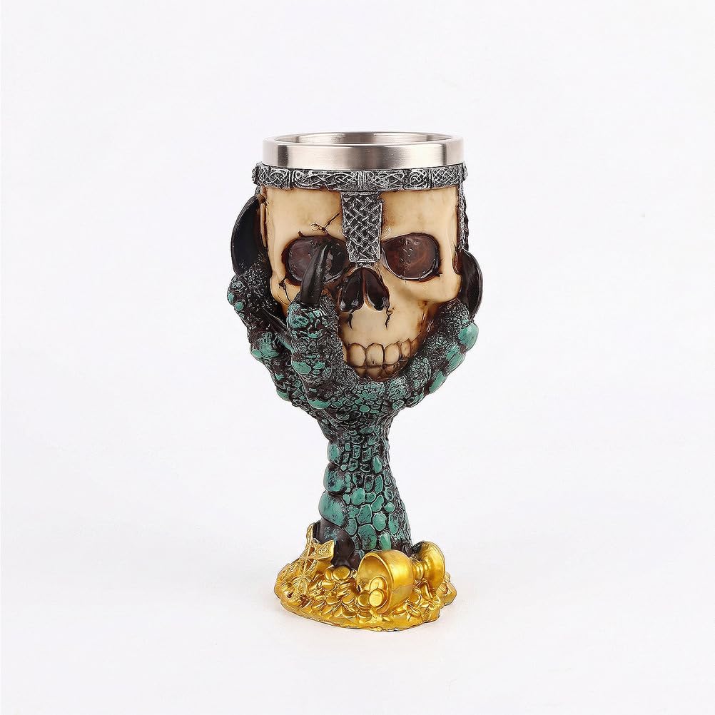 ROOWAD Dragon Claw Skull Goblet, 266 ml Stainless Steel Wine Chalice, Gothic Fantasy Drinkware for Halloween, Medieval Home Bar Decor Gift
