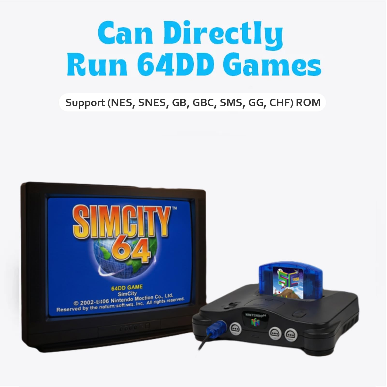 Plyisty für SummerCart64 Open-Source-Flash-Cartridge für N64, 64DD- und Retro-Game-Emulator-Unterstützung, Schnelles Laden, Automatische Sicherung, Inklusive 32-GB-Karte, Spielt GB GBC (blau