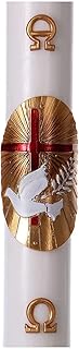 White Paschal Candle with Red Cross and Dove 8x120 cm with Reinforcement