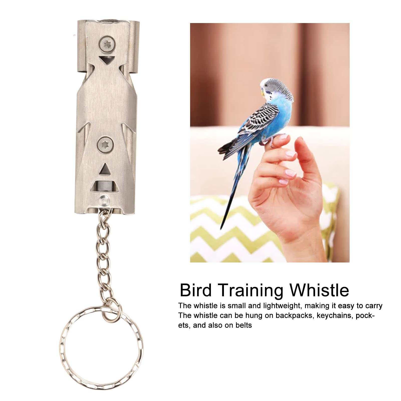 Gavigain Stainless Steel Bird Whistle, Loud Sound, Portable Keychain, Sturdy for Hiking, Camping, Dog Training, Emergency Use (Double Tube)
