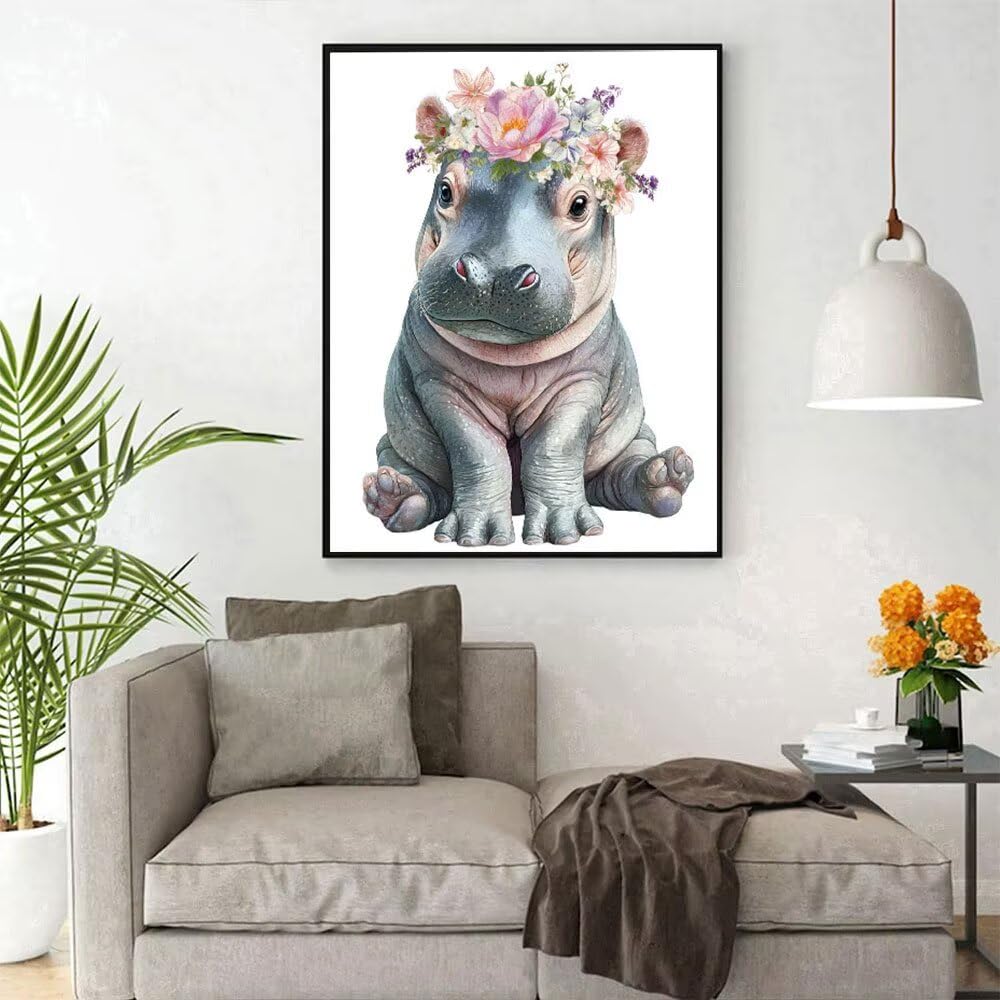 Zestawy do malowania diamentami dla dorosłych, kwiat hipopotama, sztuka dla dorosłych, dzieci, początkujących, DIY, okrągłe, pełne wiercenie, kryształ, haft krzyżykowy, rękodzieło, haft, dekoracja