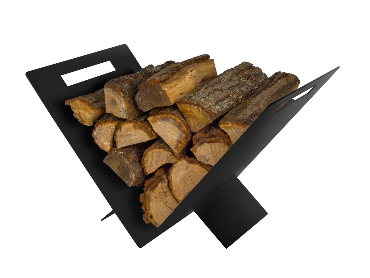 Voyto Black Triangular Contemporary Steel Firewood Steel Log Basket/Carrier For Woodstove Fireplace Wood Holder Log Holder In