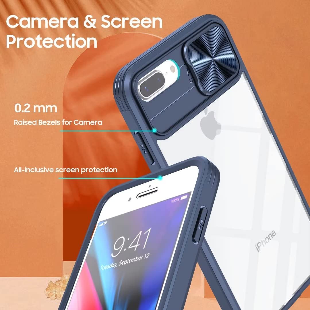 FMPCUON Cover 3 In 1 Per IPhone XS Max – Custodia Trasparente Con Protezione Scorrevole Per La Fotocamera (Rosa-Blu)