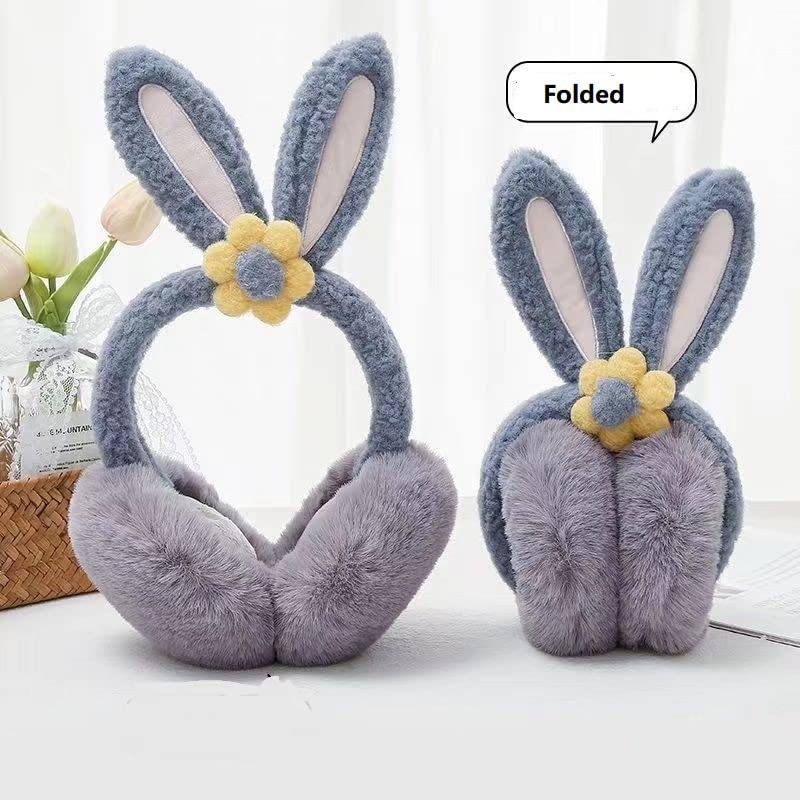 Women Rabbit Earmuffs Girls Cute Outdoor Ear Warmers Winter Warm Adjustable Ear Covers Foldable Children Animal Earmuffs4