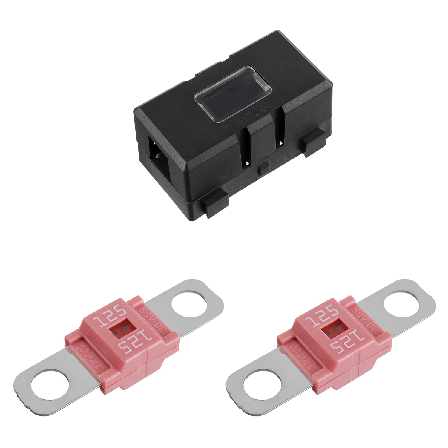 SIGANDG Midi Sicherunghalter und 2 Stück Midi Hochstromsicherung Schraubsicherung 125A für Autos, LKWs, Fahrzeuge, Midi Sicherung 100 Ampere