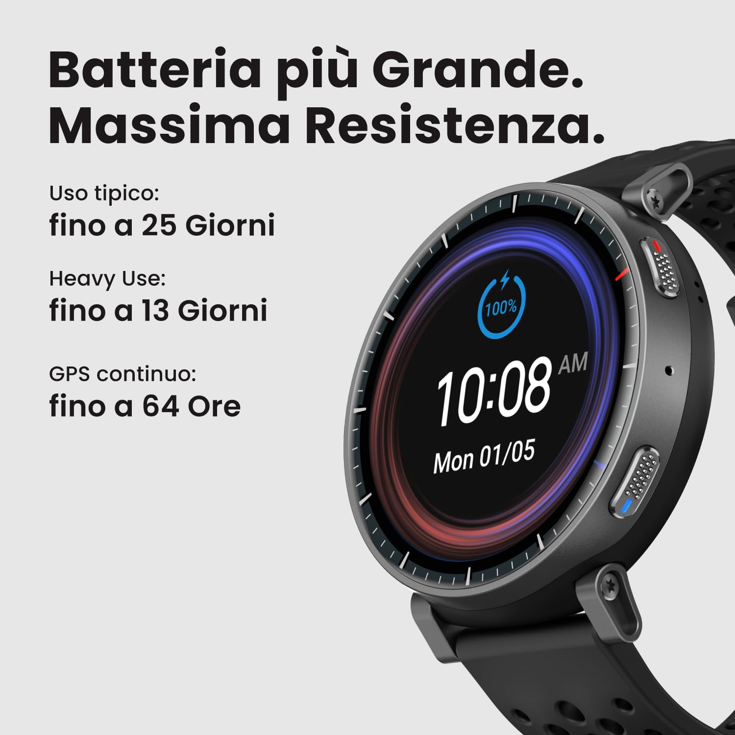 Amazfit Active Max 48mm Smartwatch 1,5'' AMOLED, 25 Giorni Autonomia, Mappe Offline, NFC, GPS, 4GB di Memoria, 170+ Sportive, 5 ATM, Monitoraggio Fitness, Sonno & Battito per Android/iPhone - 4