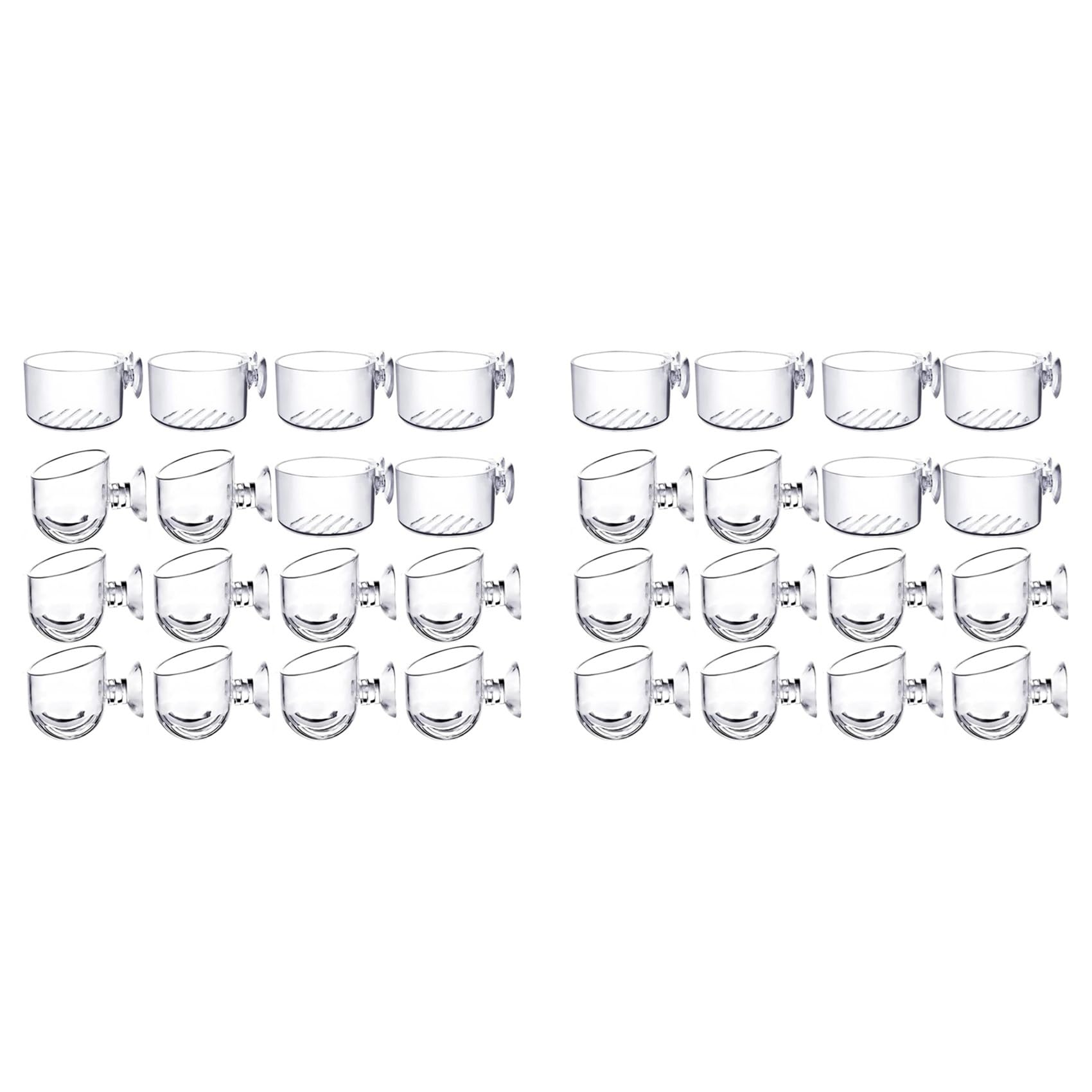Jnchdghwa 32PCS Aquatic Plant Cups, Transparent Acrylic Aquatic Plant Pot with Suction, Aquarium Decoration 2 Shapes