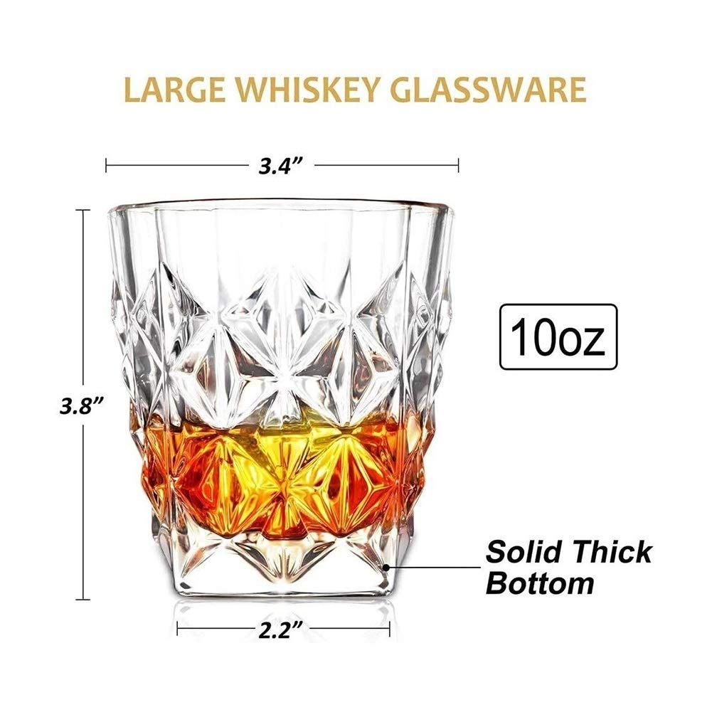 Karafka do whisky i zestaw szklanek do whisky, staromodne kryształowe szklanki z podwójnymi ściankami, burbon, koktajl, szkocka, wódka, szklanki do picia, zestaw 4 szt