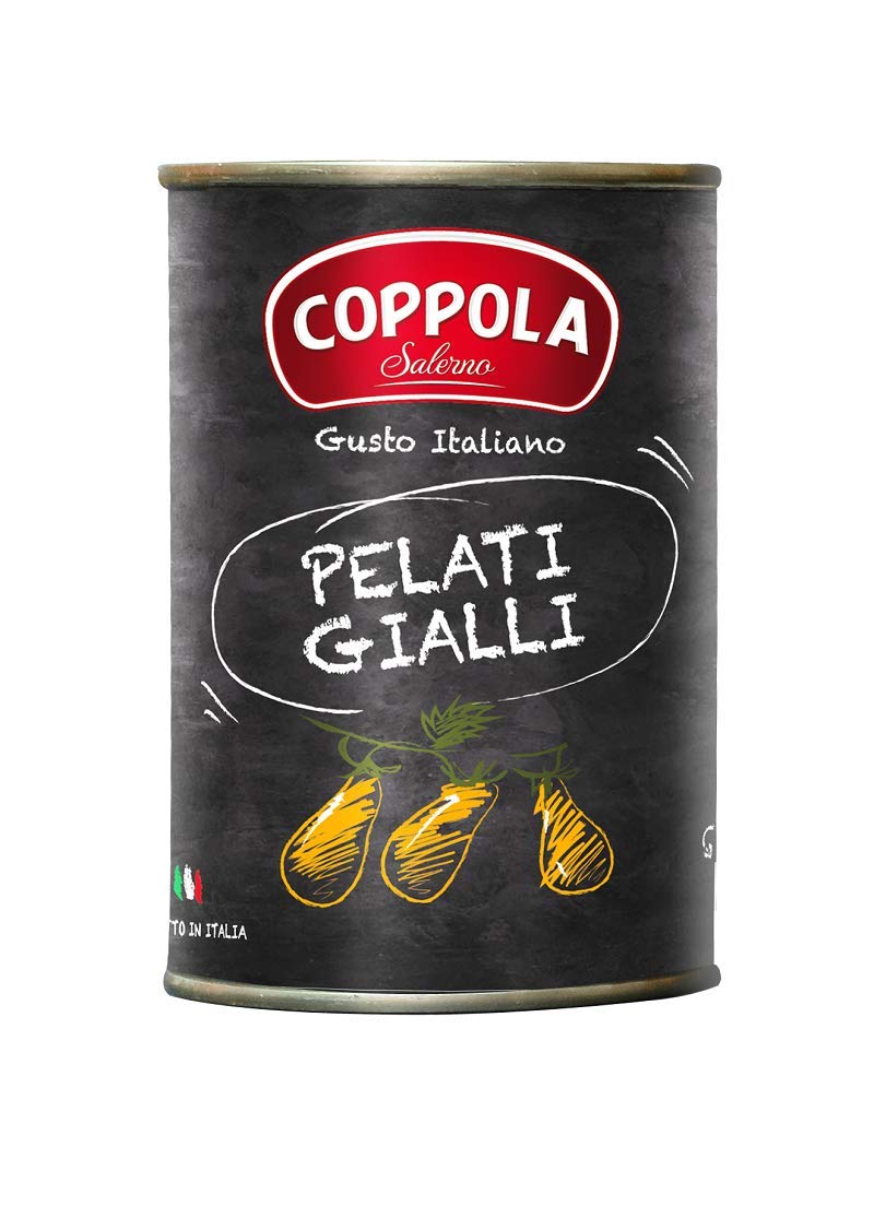 Coppola Pelati Gialli, Tomates Pelados Amarillos - Sin sal añadida 400g (Caja de 12)