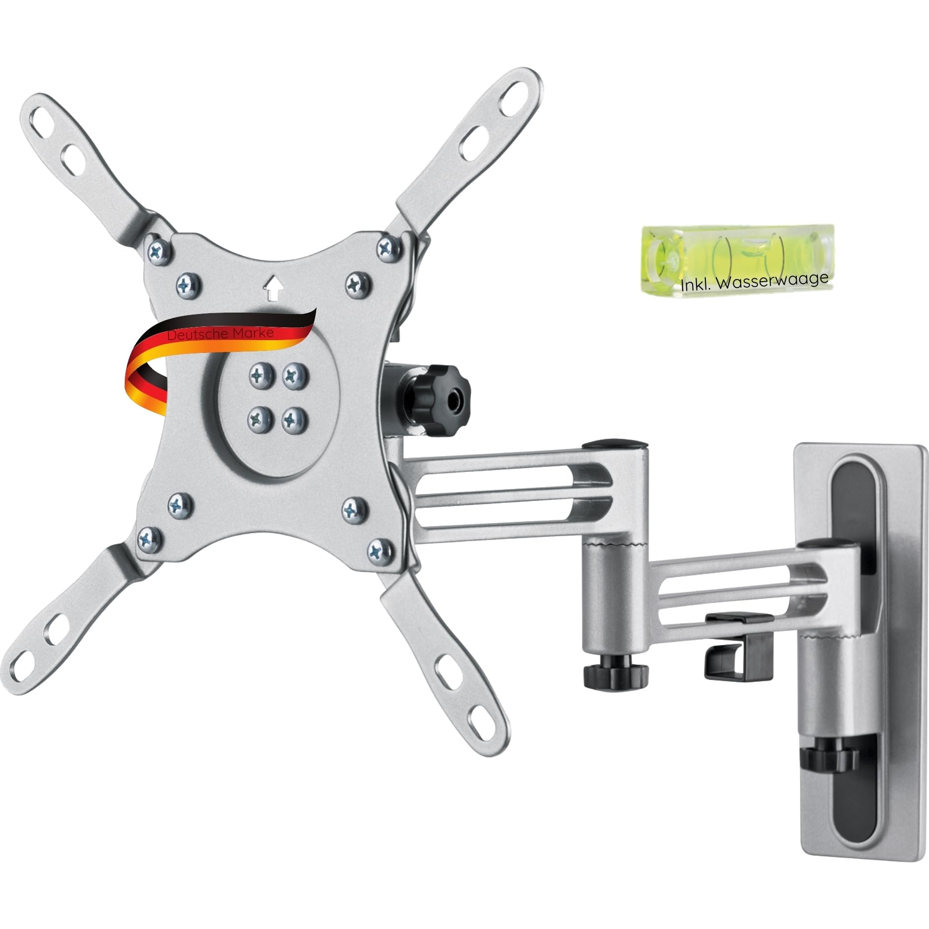 SCHWAIGER LWHD4315 513 Soporte de Pared para TV 13-43 Pulgadas Soporte para TV inclinable, Giratorio, orientable máx. 15 kg máx. VESA estándar 200x200 Plateado Incl. Accesorios de Montaje
