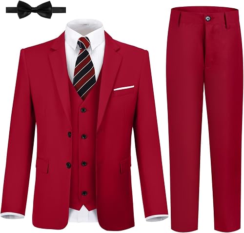 Boys' Suits Kids Formal Suit Jacket Vest Pants Set Teen Toddler 6 Piece Light Bu