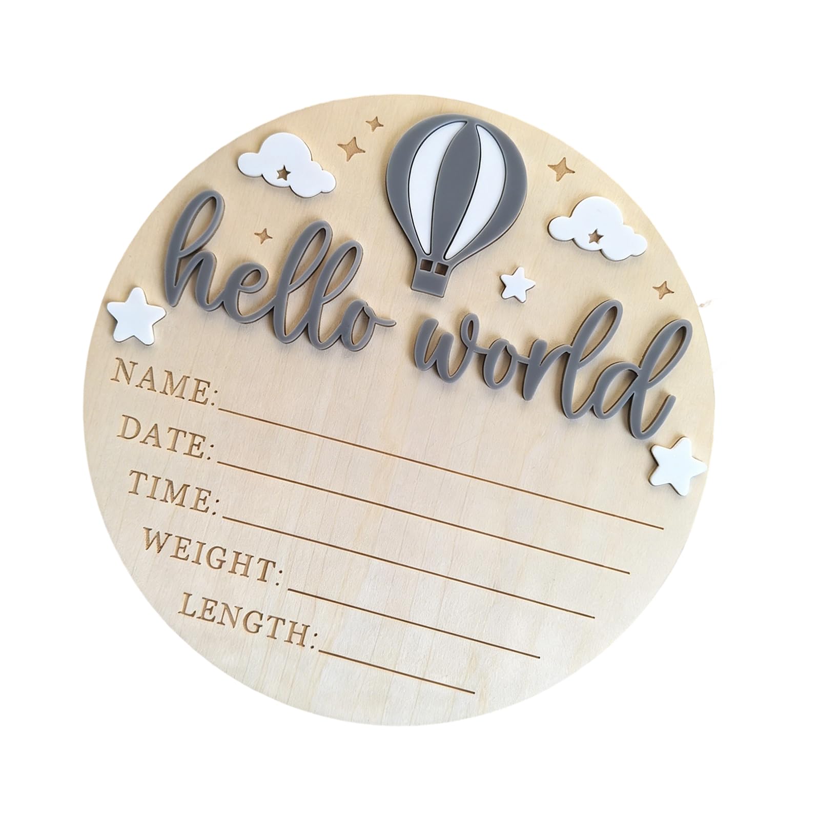 Msioytog Multipurpose Infants Memory Plaques Features Star Balloons and Pastels Color Pregnancy Announcement Artifact