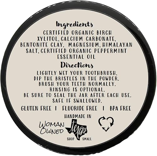 Miniatura 3 de Simply Sooney Polvo de dientes minerales veganos I Ingredientes orgánicos I Sin flúor I Sabor a menta (tarro de plástico)