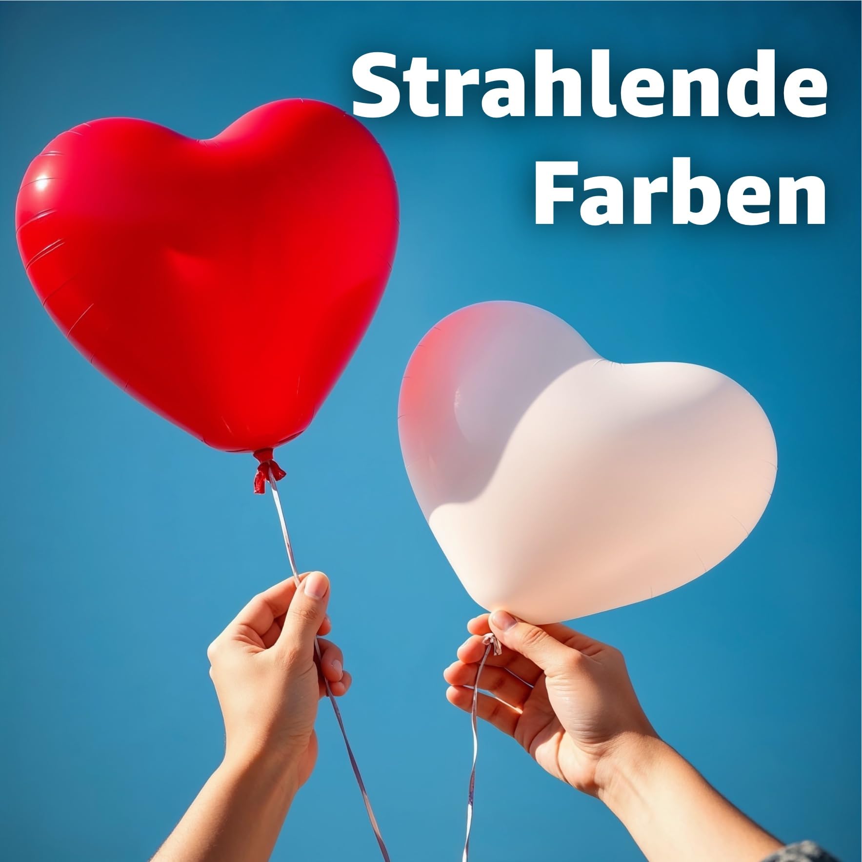50 x XXL Heart Balloons Helium Suitable Diameter 40 cm Balloons Heart Balloon Red & White as Decoration for Him and Her Wedding and Valentine's Day - Image 3