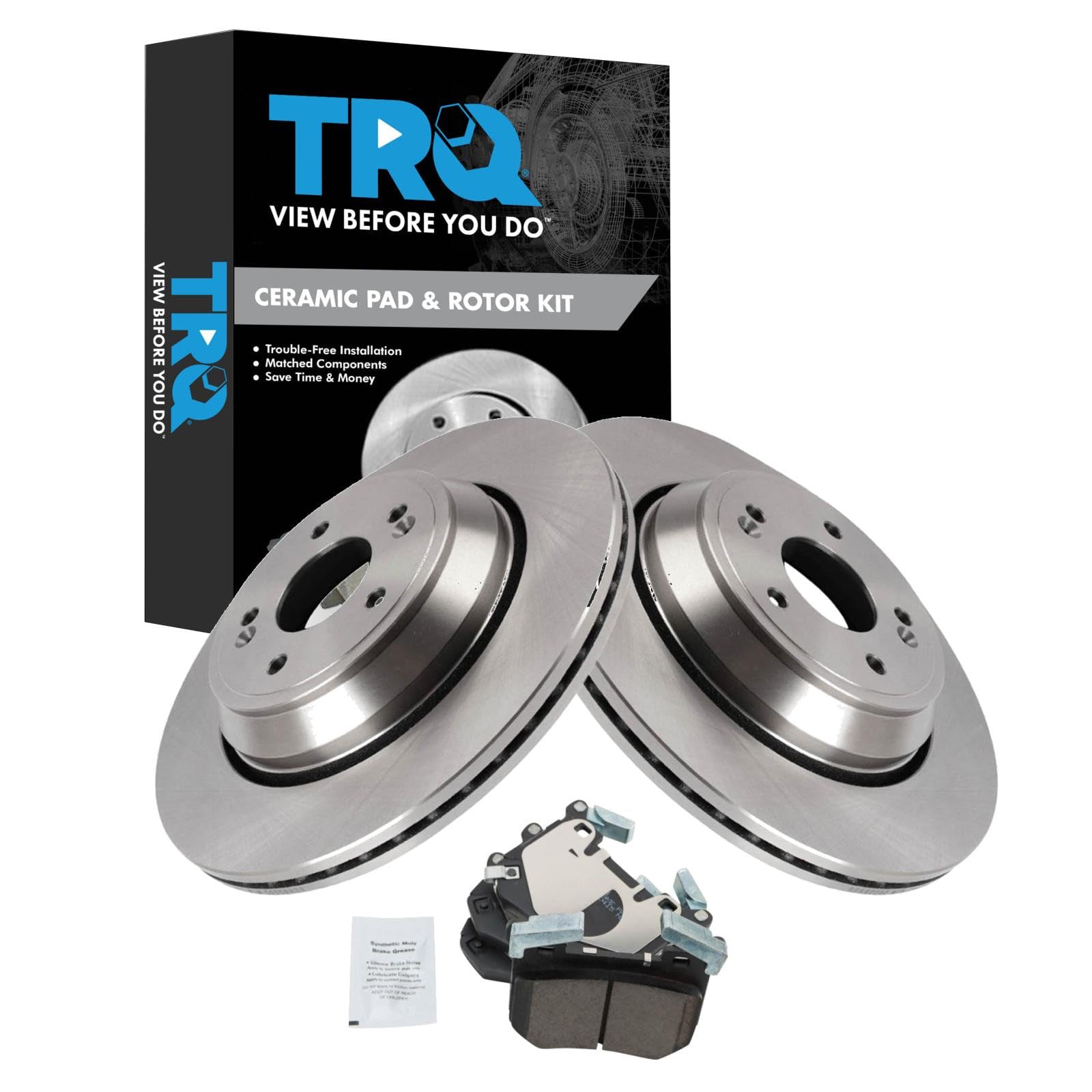 TRQ Rear Brake Pad and Rotor Set Ceramic Compatible with 2020 Genesis G70