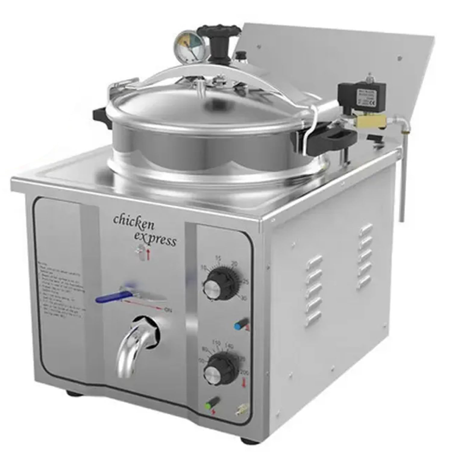 AYCDL Commercial High Pressure Fryer, 16L Capacity, 3KW Countertop Stainless Steel Frying Machine for Snack Bars and Restaurants