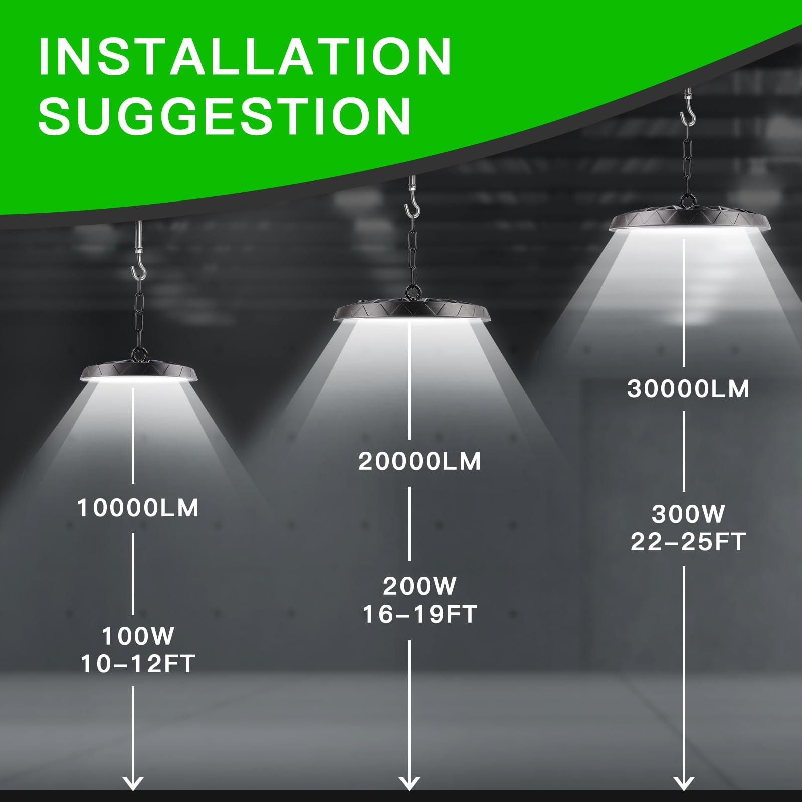200W UFO LED Werkstattlampe, Kaltweiß 6000K UFO LED High Bay Light, 20000LM Hallenstrahler IP65 Wasserdichte Industrielampe High Bay Licht für Lagerhaus, Fabriken,Garage