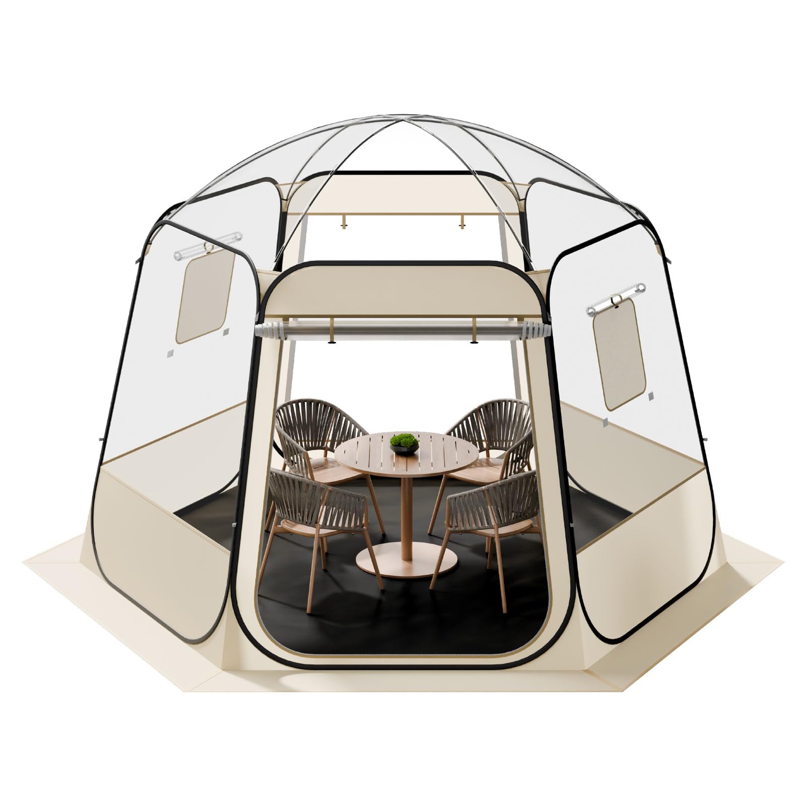 VEVOR Pop-up-Bubble-Zelt, 305 x 275 x 220 cm, transparentes Campingzelt, Garten-Kuppel-Iglu-Zelt mit Fenstern, Sportzelt, 540°-Panoramablick, für 4–8 Personen, Terrasse, Hinterhof