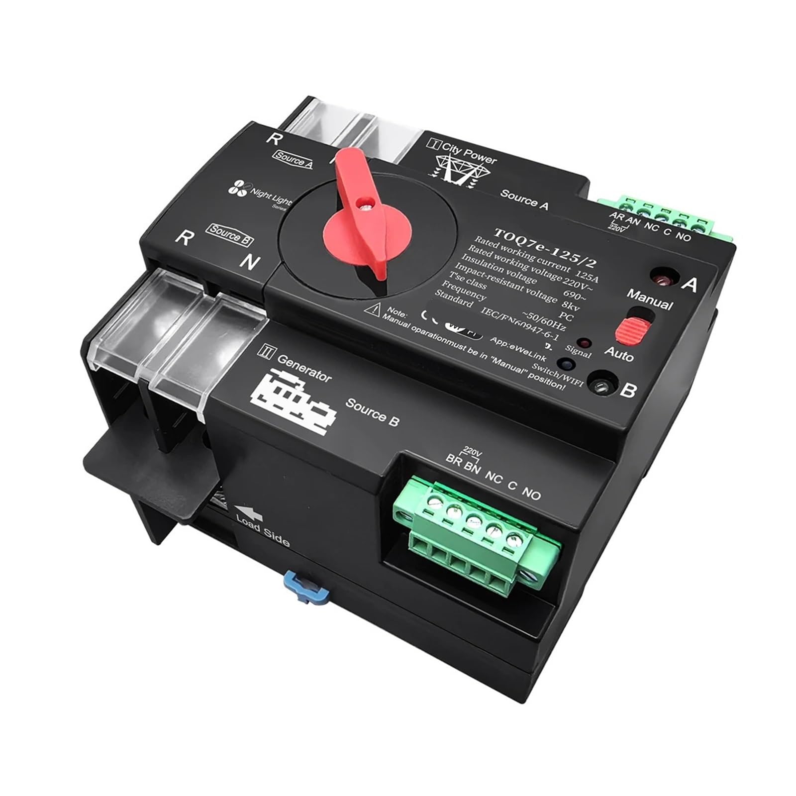 230 V Smart Timer, 2P 125A, 1 szt. 1 szt. (100A) automatyczny przełącznik transferu elektrycznego przełącznika elektrycznego