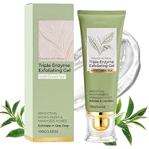 Triple Enzyme Exfoliating Gel,Triple Enzyme Green Tea Exfoliating Aqua Peel Gel,Deep Pore Face Exfoliant,Gentle Facial Exfoliator, Dead Skin Remover, Natural Cellulose for Peeling, Reveal All-New Skin