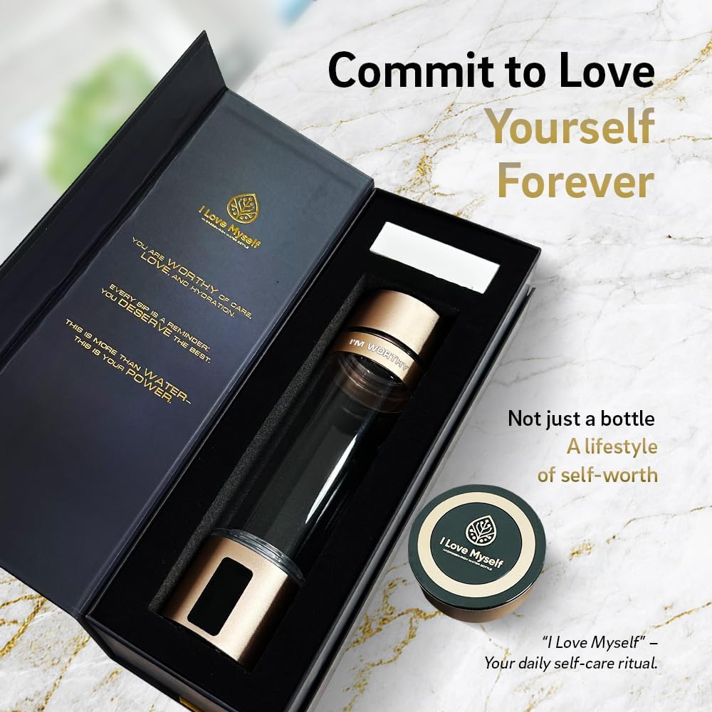 Hydrogen Water Bottle, Portable Hydrogen Generator - Thick Bottle - Water Molecular Ionizer,Portable, Rechargeable, LED Timer