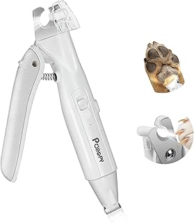 2-in-1 Pfoten Haartrimmer und Krallenschere für Hunde und Katzen mit 2 LED-Leuchten und Spritzschutz, Extra Scharfer Fell- & Krallenpflege Schneider, Wiederaufladbarer Pfoten Haarschneidemaschine