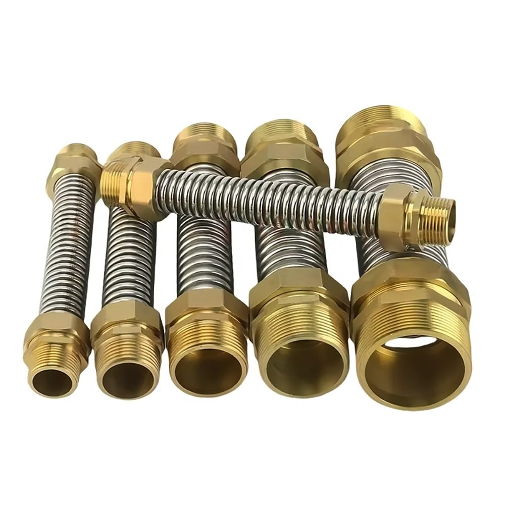 Connettore Flessibile A Soffietto Metallico Con Testa In Rame, Tubo Filettato BSP In Acciaio Inossidabile 304 for Fan Coil E Fornitura Idrica CA Centrale, 1 Pezzo(2" (DN50),50cm)