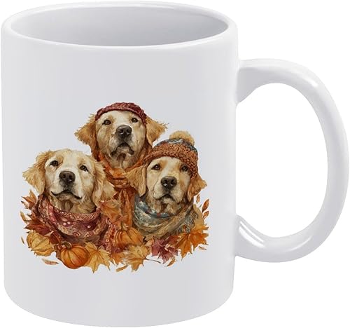 Miniatura 11 de Tazas de café Golden Retrievers con calabazas y hojas, taza para café, temporada de cosecha de otoño, vintage, Acción de Gracias, Día de la Madre,
