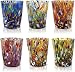 Produktbild MAZZEGA ART & DESIGN 6 Goto Tumbler Gläser aus handgefertigtem und handgearbeitetem Glas mit raffinierten und originellen Murano-Murrinen - Die Farben von Murano 290 ml (6 Farben mischen, 6)