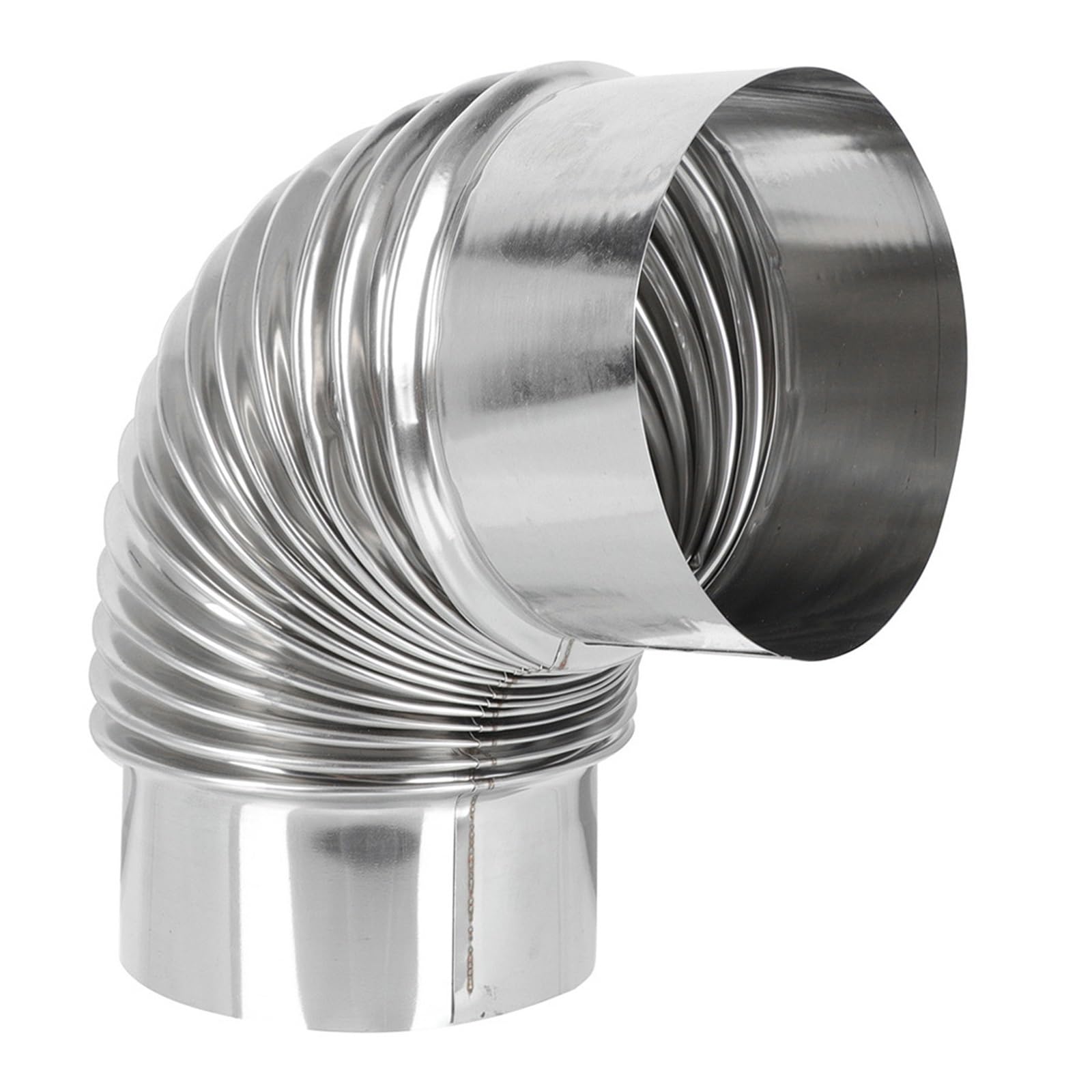 Puaisjn Silver 90 Degree Stove Pipe, Stainless Steel Threaded Chimney Vent Hose Flue Elbow Extension