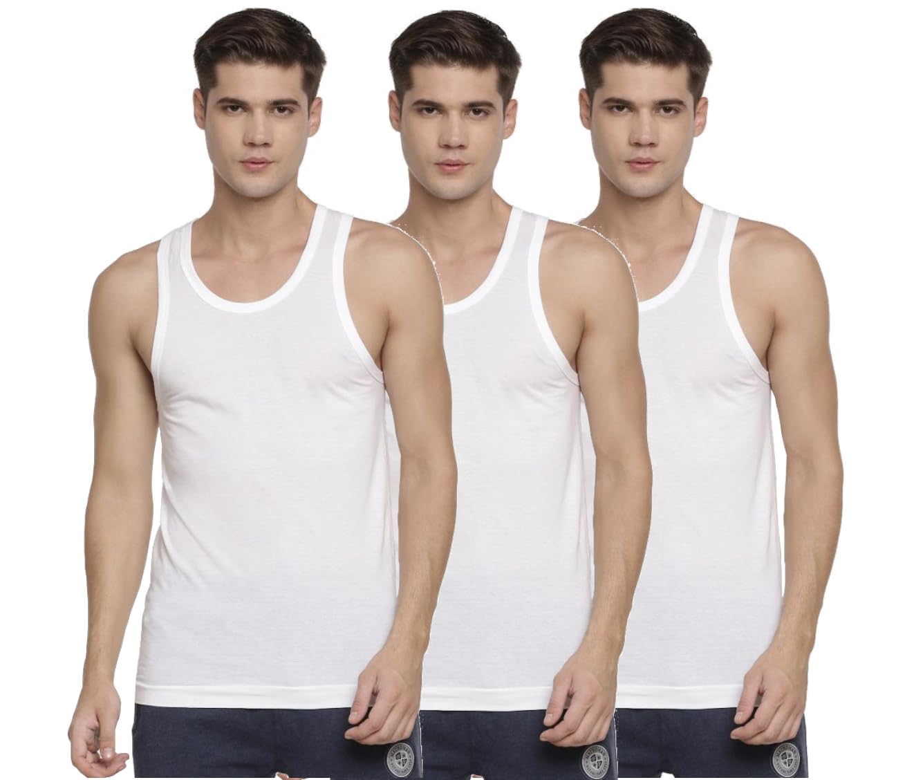 Macroman Exuber Fine Vest for Men in 100% Cotton Seamless Comfort with Antimicrobial Finish, White, 80, Pack of 3-image-41