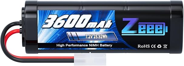 Zeee NiMH Battery 7.2 V 3600 mAh RC Battery for RC Car RC Truck HPI Losi Kyosho Hobby (Pack of 1)