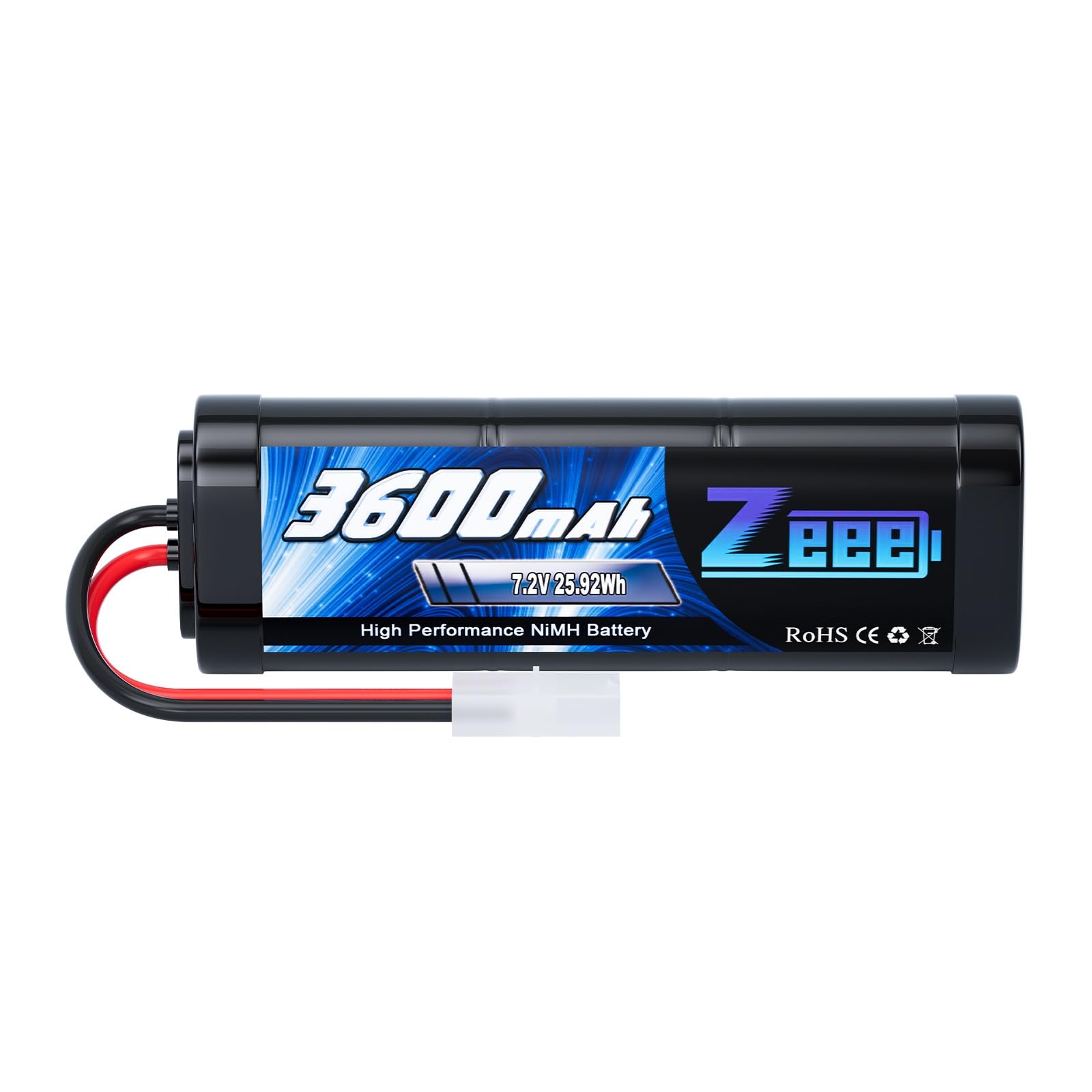 Zeee NiMH Akku 7,2V 3600mAh RC Akku für RC Auto RC LKW HPI Losi Kyosho Hobby (1 Packungen)