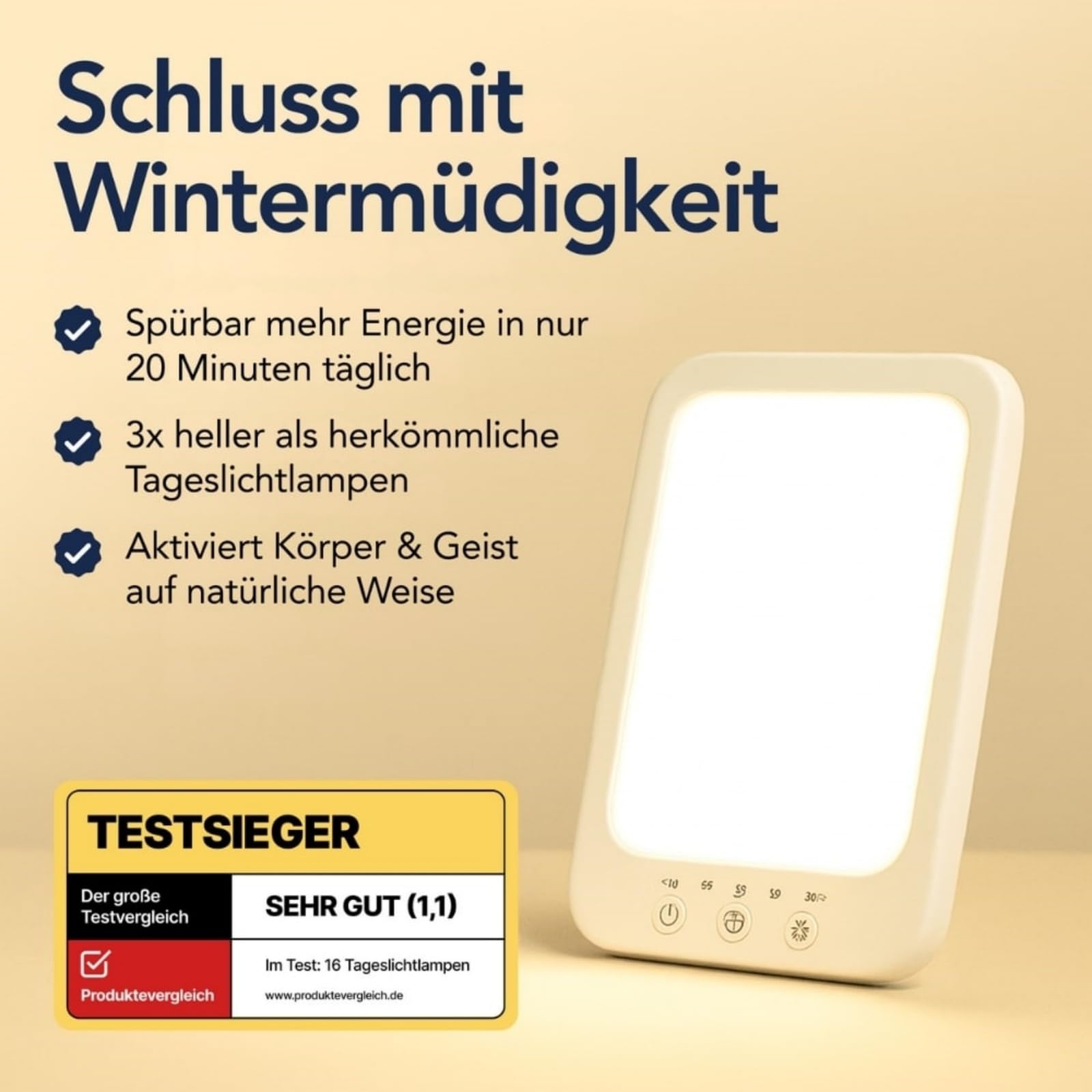 beyerswerk Mehr Energie & Fokus – auch im Winter，LED-Lichttherapielampe mit 3 Farbtemperaturen, 10 Helligkeitsstufen und 6 Timer-Einstellungen, um Ihre Stimmung zu heben