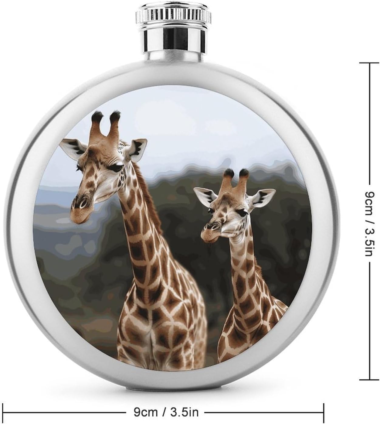 Two Giraffes Hip Flask 5 Oz Round Stainless Steel Mirror Polished Wine Pot Portable Pocket Wine Whiskey Flask Small Drinking Flasks Drinkware for Men Women