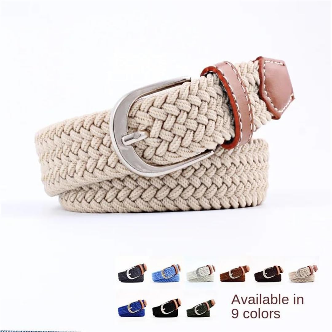 Women’S Elastic Knitted Thin Canvas Belt Needle Button For Jeans 2.5Cm Wide 100Cm Length