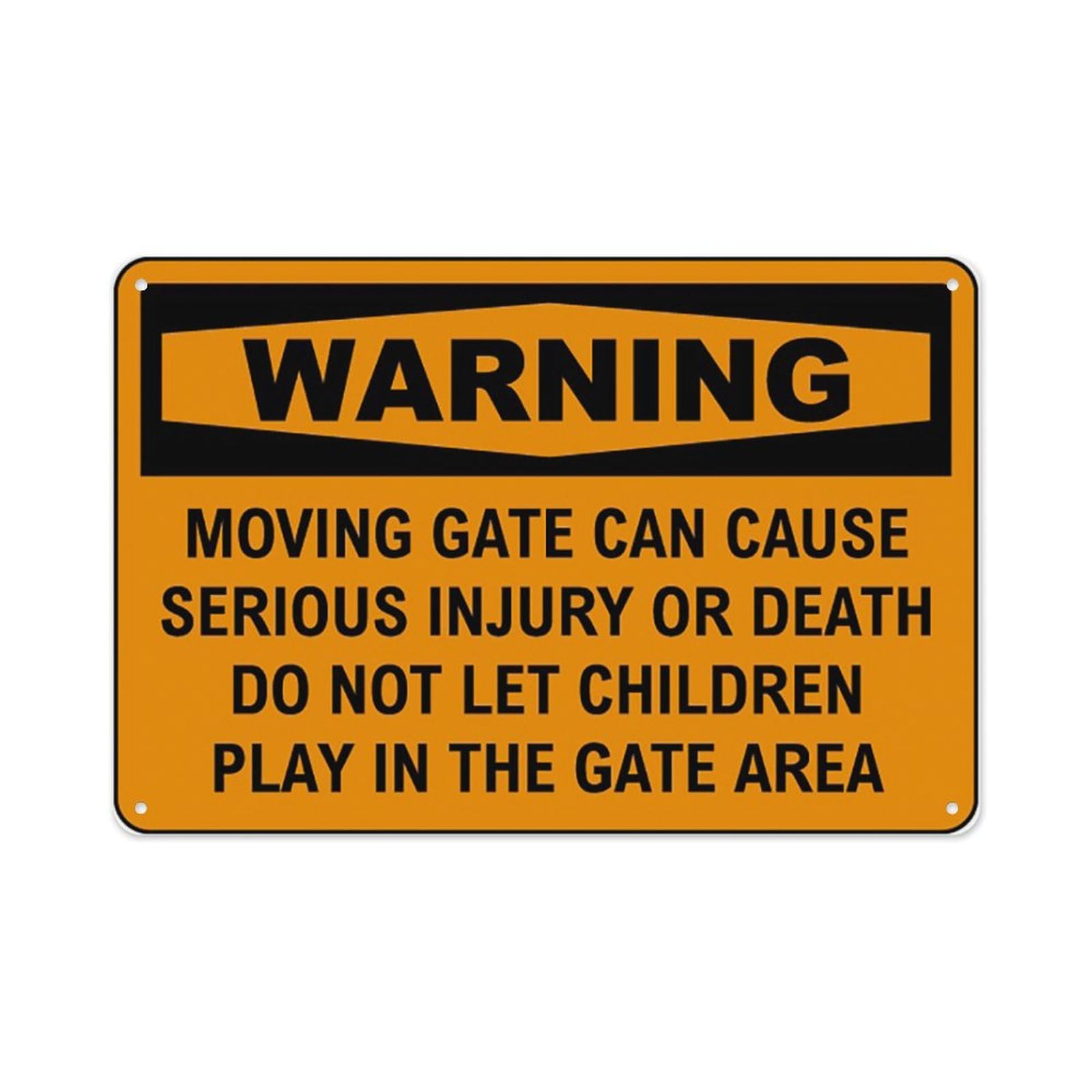 peiyeety Warning Moving Gate Can Cause Serious Injury Sign Aluminum Tin Warning Signs For Home Outdoor Garden 12X16 Inches