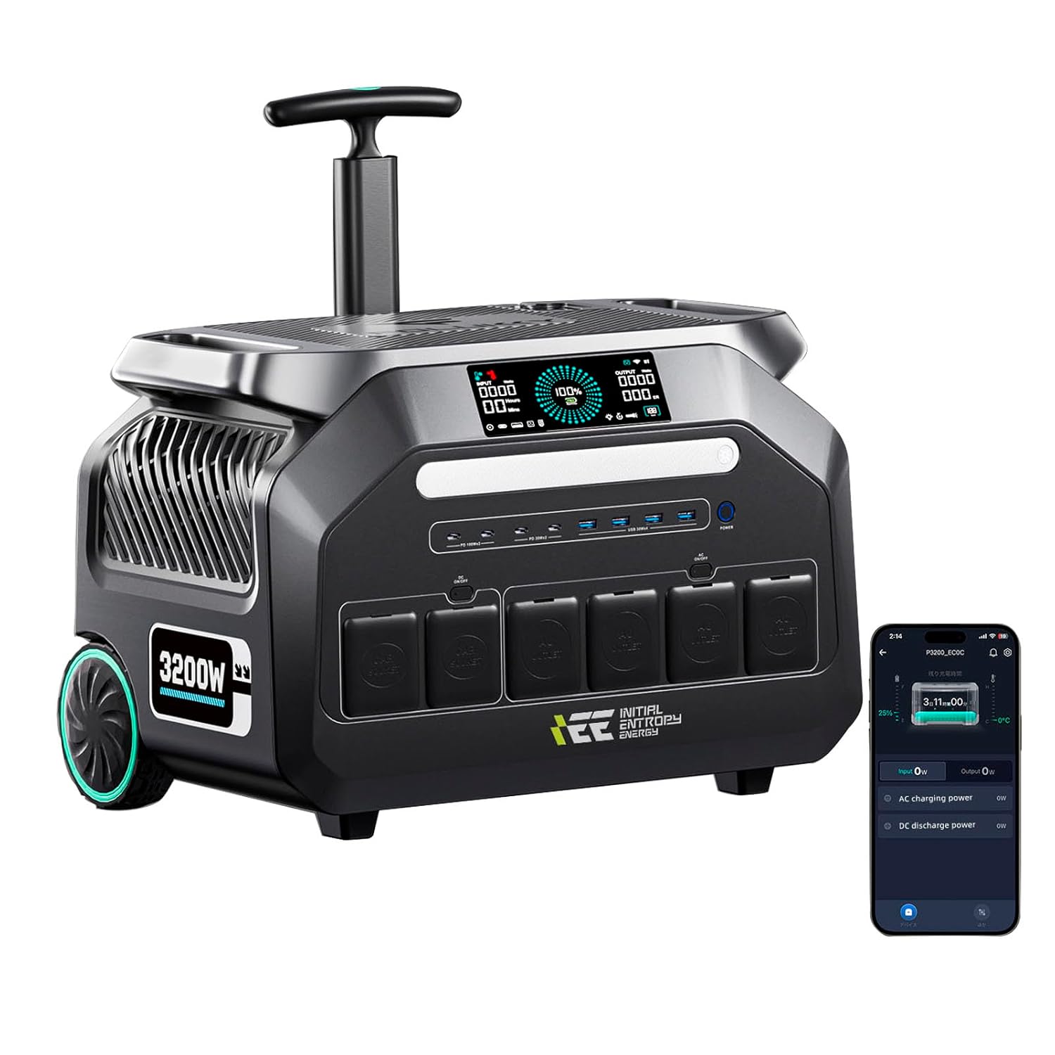 Portable Power Station with Solar Panel Include IEE 3200W AC Outlets 6400W Peak 2048Wh Solar Generator Emergency Power