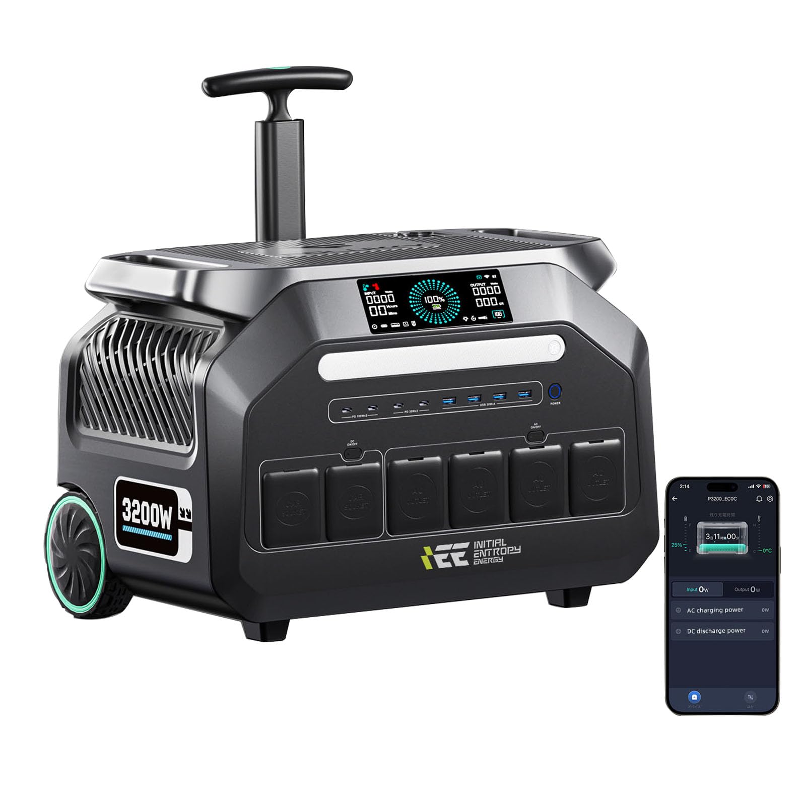 Portable Power Station with Solar Panel Include IEE 3200W AC Outlets 6400W Peak 2048Wh Solar Generator Emergency Power