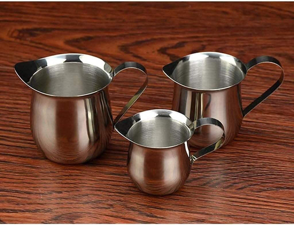 Milk Frother Cup Milk jug decor Stainless Steel Creamer Pitcher, Small Cup Container for Serving Milk, Coffee Cream, Salad Dressing, Maple Syrup, Espresso Machine for Restaurant, Cafes mini Milk jug