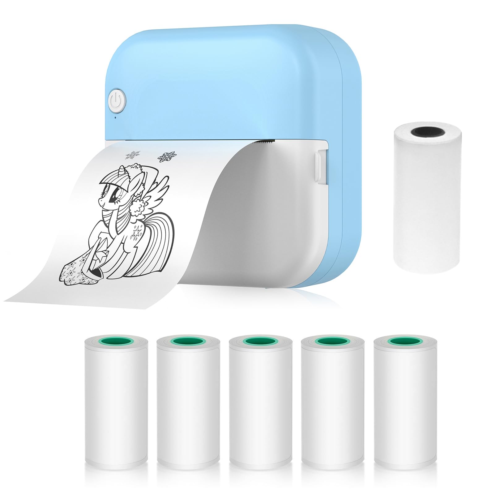 ACAGALA Mini Thermal Printer Multifunction Portable Sticker Maker Instant Photo Inkless Printing Support BT Connection for Smartphone Compatible with iOS Android System